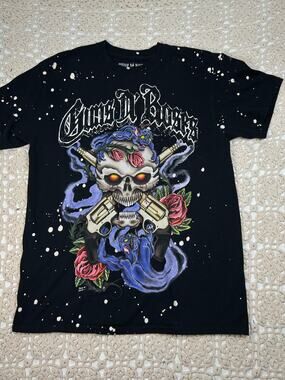 Guns N’ Roses Men’s Medium Black Bleach Splatter Graphic Band T-Shirt